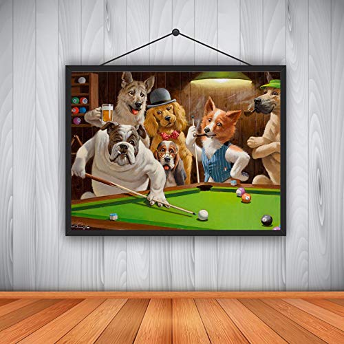 Moderno de alta definición Impresión de lienzo Perro jugando al billar God Snooker Pintura al óleo Arte Decoración del hogar Póster en lienzo Arte de la pared 40x60cm Sin marco