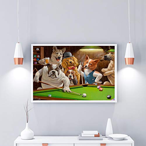 Moderno de alta definición Impresión de lienzo Perro jugando al billar God Snooker Pintura al óleo Arte Decoración del hogar Póster en lienzo Arte de la pared 40x60cm Sin marco