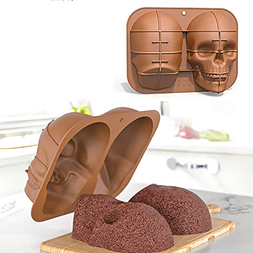 Molde Calavera Tarta,Molde De Pastel De Calavera Grande Realista Silicona,32 X 24 X 9,6 Cm, Sin Bpa,Se Utiliza Para Hornear Pasteles, Cubitos De Hielo Grandes, Decoraciones Para Fiestas De Halloween