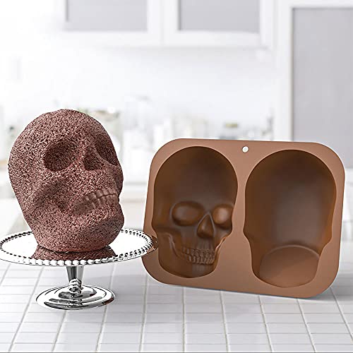 Molde Calavera Tarta,Molde De Pastel De Calavera Grande Realista Silicona,32 X 24 X 9,6 Cm, Sin Bpa,Se Utiliza Para Hornear Pasteles, Cubitos De Hielo Grandes, Decoraciones Para Fiestas De Halloween