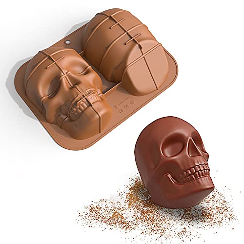 Molde Calavera Tarta,Molde De Pastel De Calavera Grande Realista Silicona,32 X 24 X 9,6 Cm, Sin Bpa,Se Utiliza Para Hornear Pasteles, Cubitos De Hielo Grandes, Decoraciones Para Fiestas De Halloween