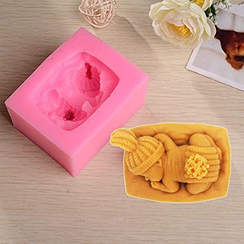 Molde Pastel Dormido Moldes Jabón Bricolaje Bebés Molde Silicona 3D Baby Pasta Molde Pastel Silicona Ángel Molde Ángel Arcilla Polimérica para Decoración Pasta Azúcar Masa Pasteles Diseño Dulces