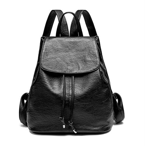 Monitika Mujer Bolsos mochila Moda Cuero Sintético Impermeable Casual Viaje Escuela mochilas Negro