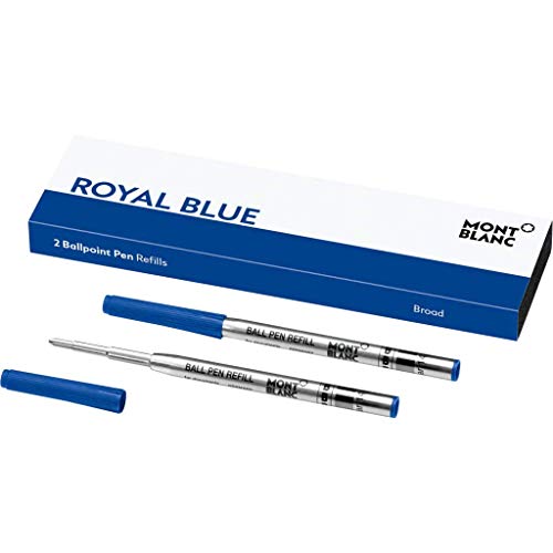 Montblanc 124491 Recambio de punta gruesa para esferógrafo Royal Blue – Minas para bolígrafo de alta calidad y color intenso, 1 paquete x 2 Recambios