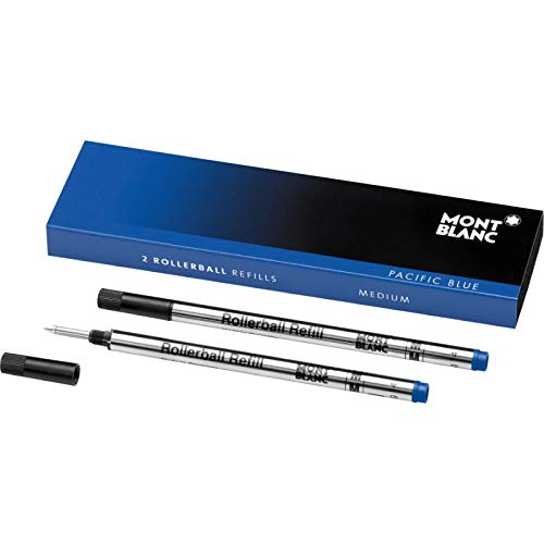 Montblanc 124504 Recambios de punta mediana para Rollerball – Recargas de alta calidad Royal Blue, 1 paquete x 2 Recargas