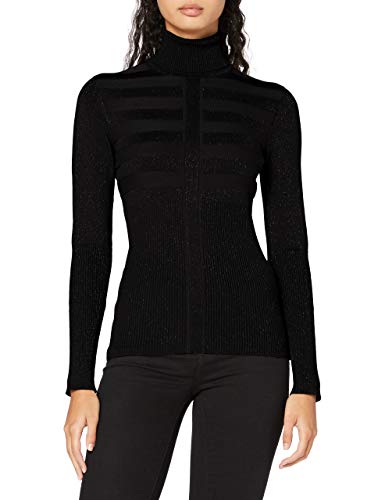 Morgan Pull Manche Longue Col Roulé Lurex Mentosa Suéter, Noir, TS para Mujer