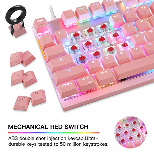 MOTOSPEED Teclado mecánico profesional para juegos, RGB arco iris, iluminación trasera, 87 teclas, teclado para juegos USB, para Mac, PC y portátil