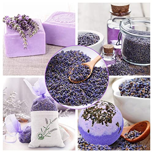 MQUPIN Brotes de lavanda naturales, flores de lavanda secas tienen fragancia de larga duración, flores secas de lavanda francesa, de grado premium(250 g/0.55 lb)