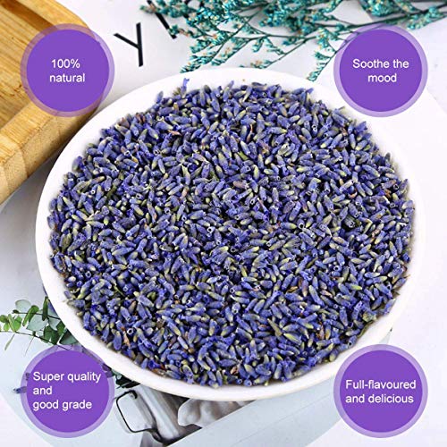 MQUPIN Brotes de lavanda naturales, flores de lavanda secas tienen fragancia de larga duración, flores secas de lavanda francesa, de grado premium(250 g/0.55 lb)