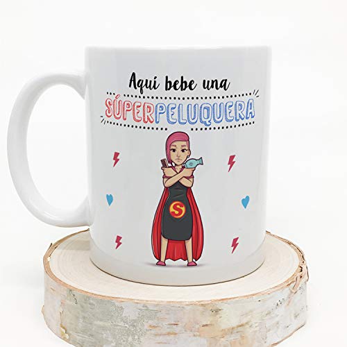 MUGFFINS Taza Peluquera (Superhéroes() - Regalos Originales y Divertidos de Peluquería