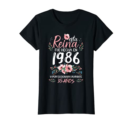 Mujer 35 Años Regalo de Cumpleaños Mujer Hecha En 1986 35 Años Camiseta