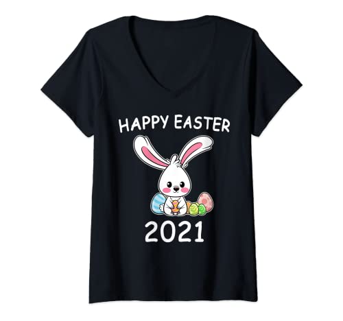 Mujer Conejo de Pacas Joyosas Pacas 2021 Huevos Camiseta Cuello V