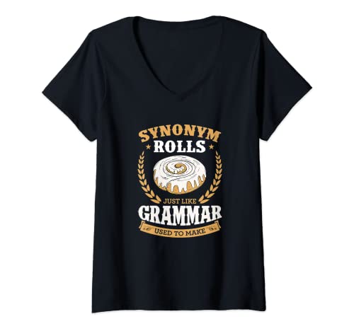 Mujer Rollos de Sinónimos Al igual que la gramática usada para hacer profesor divertido Camiseta Cuello V