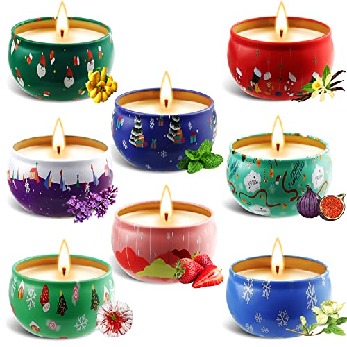 MULEVIP 8 PCS Velas Perfumadas,Juego de Regalo de Velas Aromáticas Navideñas,Velas de Soja de Aromaterapia,Vela Aromática para Boda Navidad ​Cumpleaños,Yoga,Dormitorio,Regalos Navideños