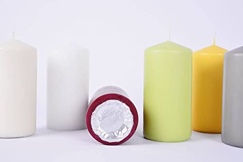 Müller - Velas de columna cilíndricas, juego de 4 velas de color marfil - 48 x 62 mm - Larga duración: aprox. 10 horas - Cera antigoteo, sin olor - Protección contra incendios BSS - Calidad RAL