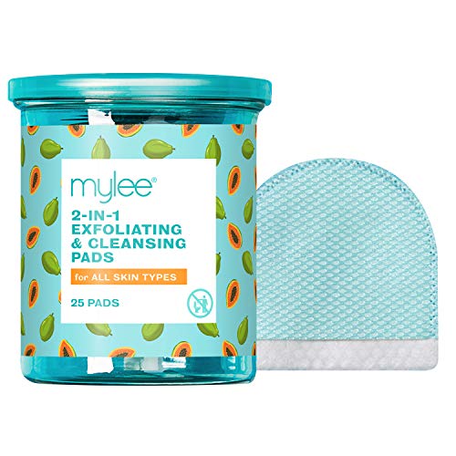 Mylee Toallitas 2 en 1 Exfoliadores y Limpiadoras – Ideales para Viaje – Toallitas Reutilizables para Maquillaje – Veganas y Cruelty Free – 25 Toallitas En Bote