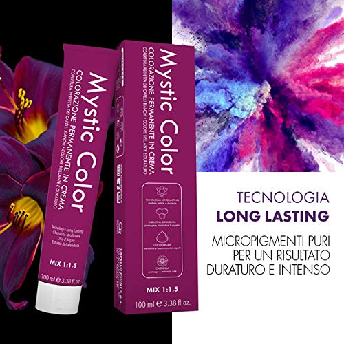 Mystic Color - Coloración Permanente en Crema con Aceite de Argán y Caléndula - Tinte de Larga Duración, Tinte Pelo Mujer - Color Rubio Cobrizo Intenso 7.44-100ml