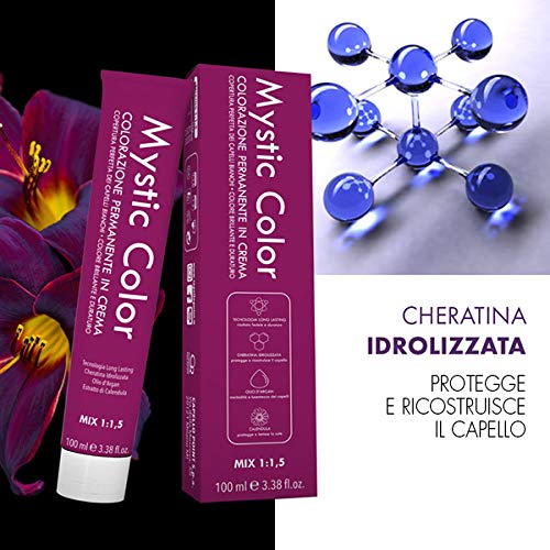 Mystic Color - Coloración Permanente en Crema con Aceite de Argán y Caléndula - Tinte de Larga Duración, Tinte Pelo Mujer - Tinte Rubio Cobrizo Dorado Permanente 7.43-100ml