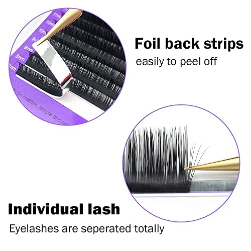 NAGARAKU Extensiones de Pestañas Individuales Volumen Lahses Pelo a Pelo Natural Blando Suave Negro Eyelash Extension Pestañas Postizas 16 Filas（Espesor 0.20mm Curva D Longitud Mixta 7-15mm）