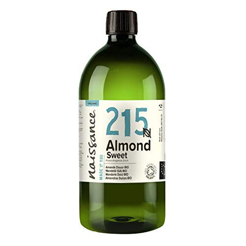 Naissance Aceite De Almendras Dulces Prensado en Frio Puro BIO (no. 215) - 1L - Hidratante Natural Ecológico Pelo, Uñas, Cuerpo, Piel - Emoliente Vegetal Orgánico Para Masaje, Jabones, Estrías