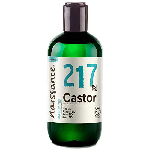 Naissance Aceite de Ricino BIO Puro Prensado en Frio (No. 217) 250ml - Hidratante Nutritivo Natural Pelo Piel Uñas Cejas Pestañas Ojos - Ideal Para Masaje Corporal Facial Crecimiento Barba - Vegano