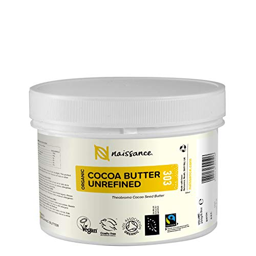 Naissance Manteca de Cacao BIO n. º 303 – 250g - Pura, natural, certificada ecológicamente, vegana, no OGM - Ideal para recetas cosméticas DIY.