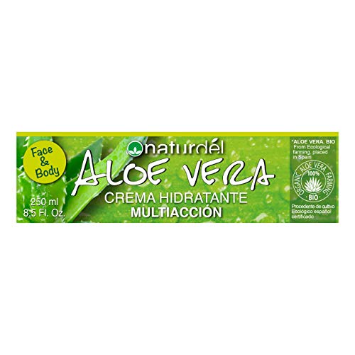 NATURDEL Aloe Vera, Crema Hidratante Multiacción Cara y Cuerpo, Cultivo ecológico Español. 250 ml