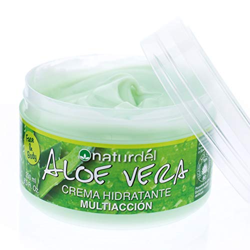 NATURDEL Aloe Vera, Crema Hidratante Multiacción Cara y Cuerpo, Cultivo ecológico Español. 250 ml