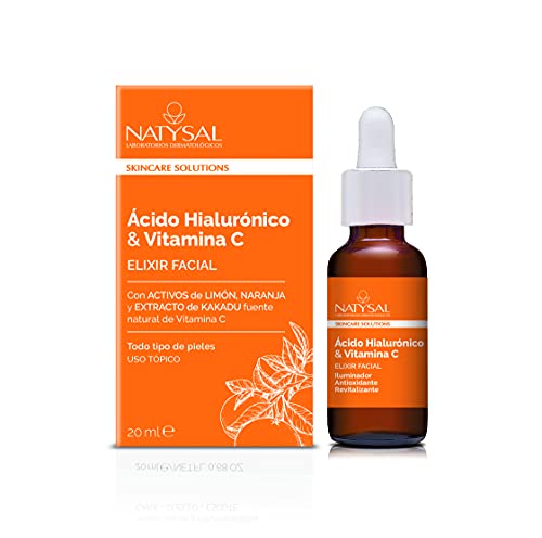 Natysal Elixir Facial con Ácido Hialurónico y Vitamina C, Regeneración Celular de la Piel, Multicolor, 20 Mililitros