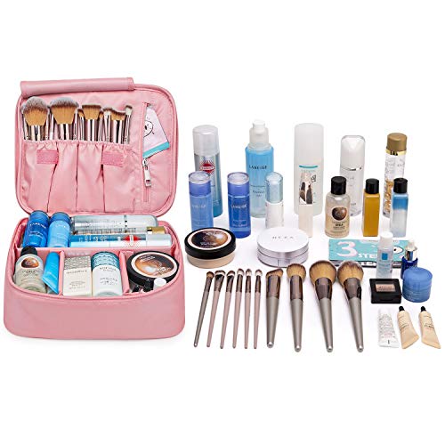 Neceser de Maquillaje de Viaje, Bolsa de Aseo Grande, Organizador para Mujeres y niñas, Pink (Rosa)