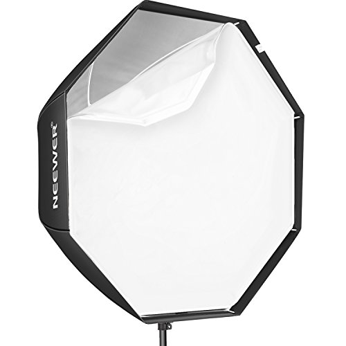 Neewer Flash de estudio, paraguas octagonal, macro/anular ventana de luz Softbox, con bolsa de transporte, para fotografía de retrato o de producto, 32 pulgadas / 80 cm, negro y plateado