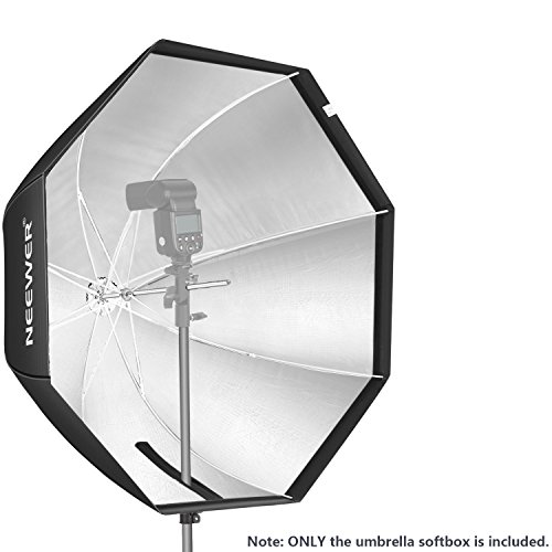 Neewer Flash de estudio, paraguas octagonal, macro/anular ventana de luz Softbox, con bolsa de transporte, para fotografía de retrato o de producto, 32 pulgadas / 80 cm, negro y plateado