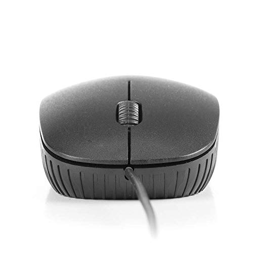 NGS FLAME BLACK - Ratón Óptico 1000dpi con Cable USB, Ratón para Ordenador o Portátil con 3 Botones, Ambidiestro, Negro