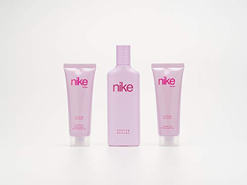 NIKE - Loving Floral, Estuche Regalo de Mujer, Pack de 3 Piezas (Perfume 75 ml + Gel Baño 75 ml + Crema de Cuerpo 75 ml)