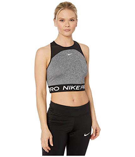 NIKE W Nk Dry Tank Crop Space Dye para Mujer, XS, Black/Smoke Grey/White