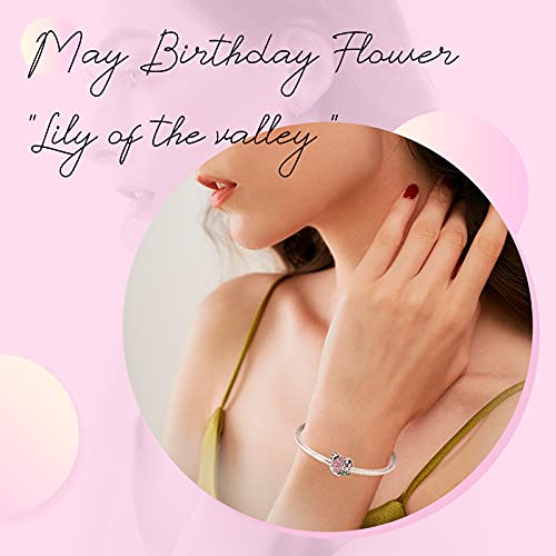 NINGAN May-Lily of the Valley Abalorios Charms Colgantes de Encanto familia eterna Cuentas Plata de Ley 925 con Compatible con Pulsera Pandora & Europeo, Charms para Mujer Niña