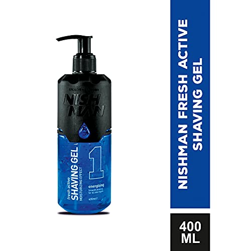 NISHMAN Gel de afeitar Shaving Gel Fresh Active, 1 energizante, 400 ml