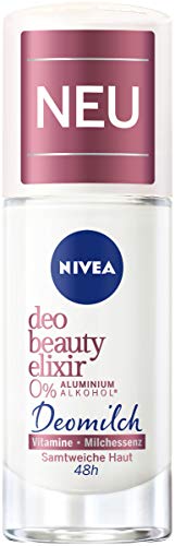 NIVEA Deo Beauty Elixir Roll On - Desodorante en roll-on (40 ml), sin aluminio (ACH) con protección antibacteriana, desodorante de 48 h con leche desodorante de esencia de leche y vitaminas.