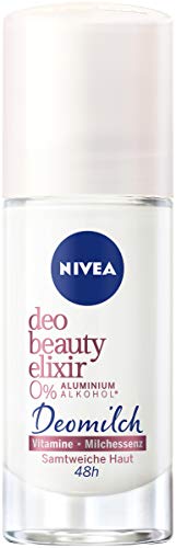 NIVEA Deo Beauty Elixir Roll On - Desodorante en roll-on (40 ml), sin aluminio (ACH) con protección antibacteriana, desodorante de 48 h con leche desodorante de esencia de leche y vitaminas.