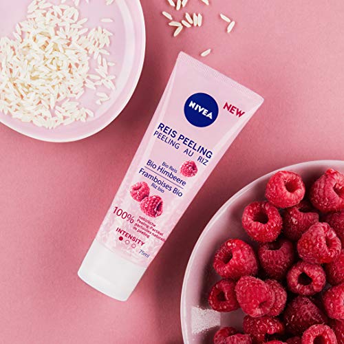 NIVEA Exfoliante orgánico de frambuesa, limpieza facial natural con intensidad exfoliante suave, exfoliante para el rostro sin microplásticos