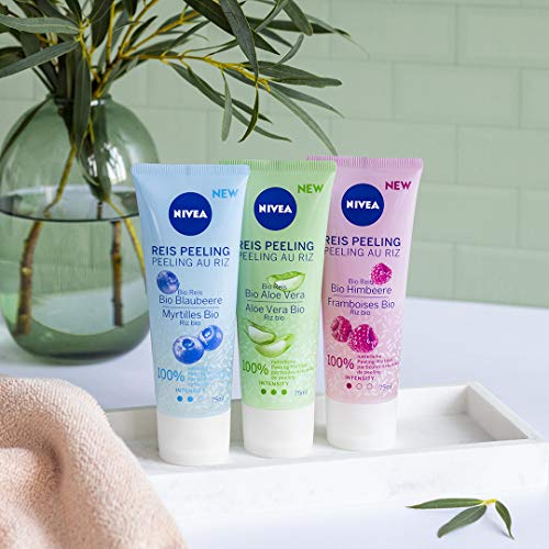 NIVEA Exfoliante orgánico de frambuesa, limpieza facial natural con intensidad exfoliante suave, exfoliante para el rostro sin microplásticos