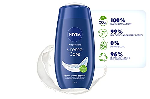 NIVEA Gel de ducha Creme Care (250 ml), gel de ducha con fragancia suave única, crema de limpieza suave con ingredientes seleccionados de crema Nivea