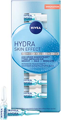 NIVEA Hydra Skin Effect 7 días de tratamiento de ampollas (7 x 1 ml), cuidado facial altamente concentrado para una piel visiblemente acolchada, tratamiento facial con ácido hialurónico puro [HA]