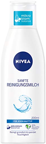 Nivea Leche de limpieza suave para todo tipo de piel (200 ml), desmaquillante limpia a fondo, limpieza facial suave elimina el maquillaje y el rímel impermeable