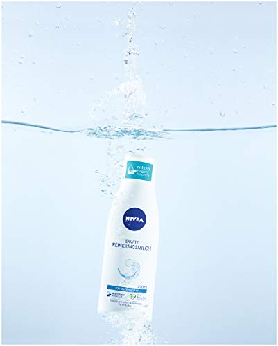 Nivea Leche de limpieza suave para todo tipo de piel (200 ml), desmaquillante limpia a fondo, limpieza facial suave elimina el maquillaje y el rímel impermeable