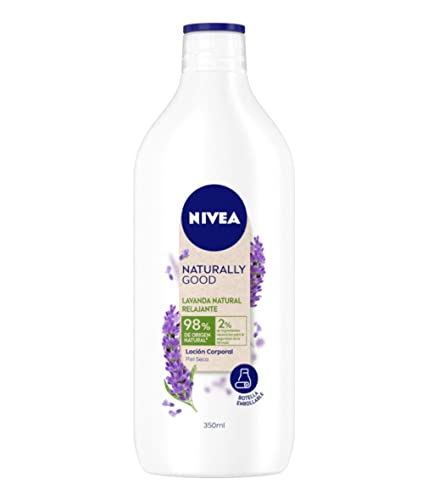 NIVEA Naturally Good Loción Corporal Relajante Lavanda Natural (1 x 350 ml), crema corporal con un 98% de ingredientes naturales, hidrata la piel seca durante 48 horas