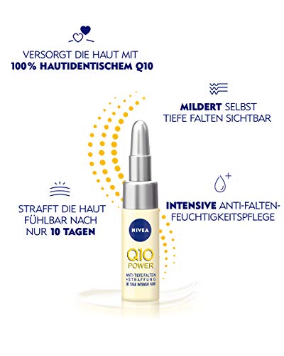 NIVEA Q10 Power Tratamiento Antiarrugas + Firmeza 10 días en (6,5 ml), ampollas antiedad con coenzima Q10 y creatina para el cuidado facial