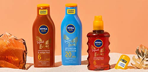 Nivea Sun Tropical Bronze Sun Lotion SPF 6, protección solar para bronceado de larga duración sin autocronceamiento, crema solar con extracto de caroteno y vitamina E, 200 ml