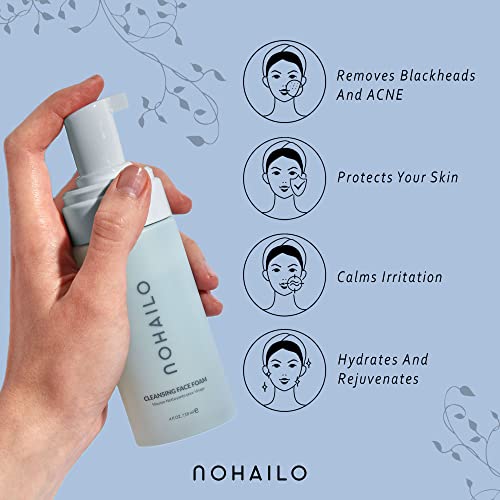 Nohailo Espuma Limpiadora Facial Hidratante | Vegano | Revolucionario Limpiador Facial para Todo Tipo de Pieles | Espuma Limpiadora para la Cara enriquecida con vitaminas C y E