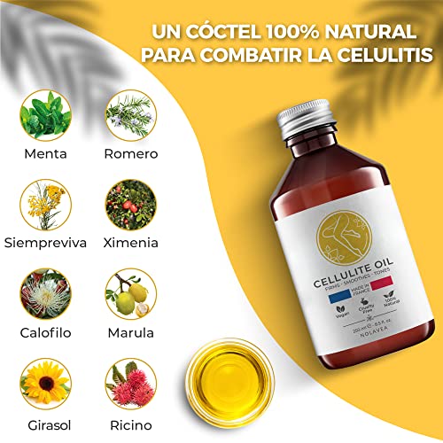 Nolavea - Aceite Masajeador Anticelulitico 100% Natural - Aceite Anticelulitico reductor 250 ml - Aceite de Masaje Vegano, Eficaz y de Larga Duración